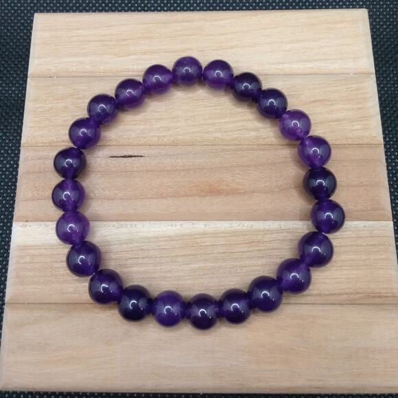 Artisan Amethyst Natural Stone Bracelet Purple Beaded Bohemian Stretch Natural - Picture 3 of 11